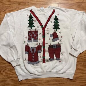Vintage Jerzees Pullover Crewneck Christmas Holiday Festive Sweatshirt XL
